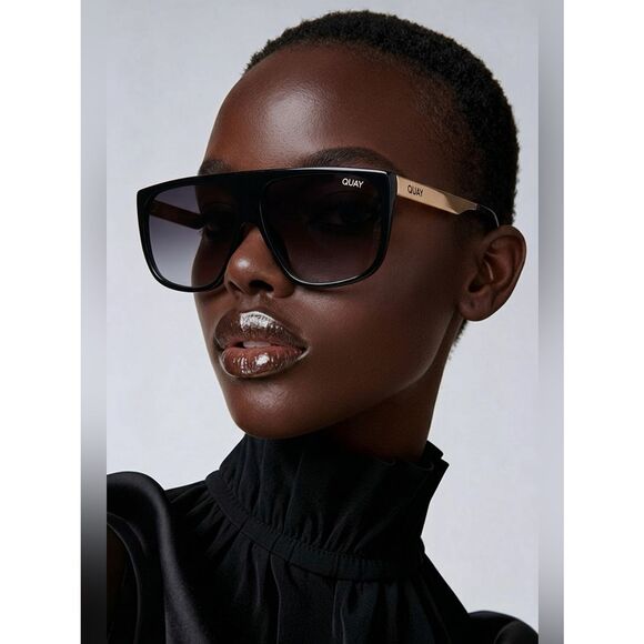 NWT QUAY Australia Women’s Sunglasses “No Curfew” Black/Gold Frame Smoke Lense main image 7